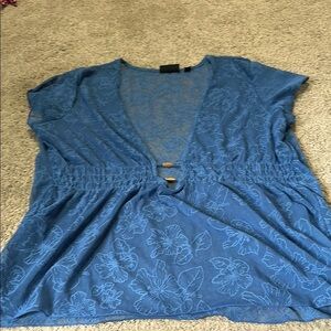 Avenue Blue Swim  Cover Up Sheer Floral size 22/24 Beach